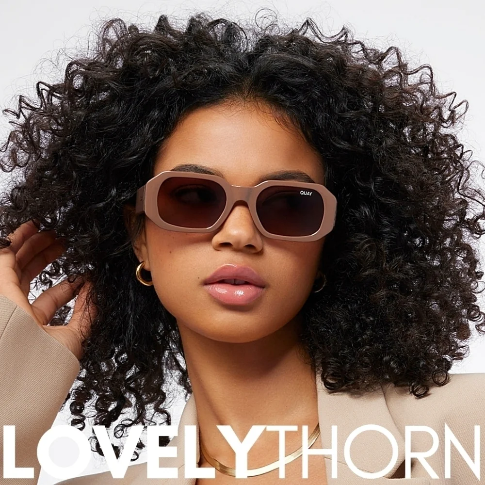QUAY // ltd ed retro-chic 80's geo-injection oat tan frames brown lenses
